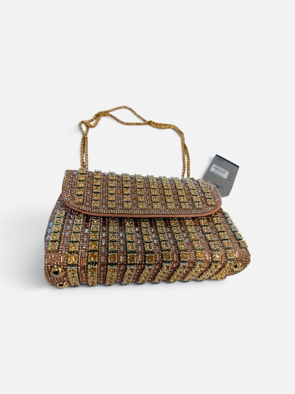 Beaded Crystal-Embellished Shoulder Bag - Gold